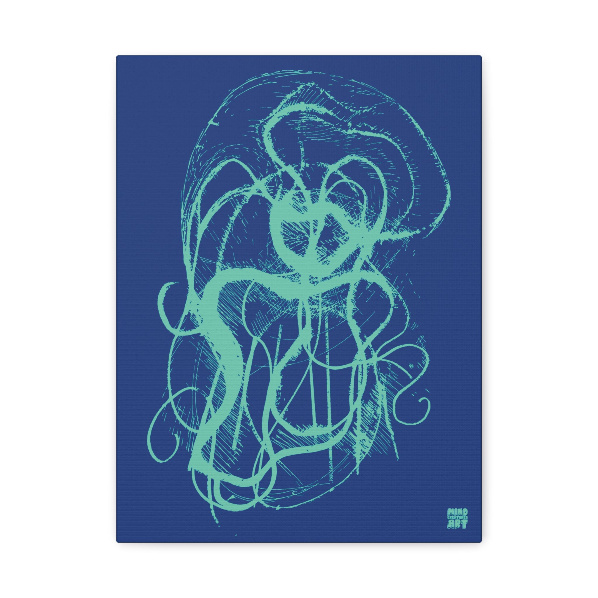 Davy Jones (Teal, Dark Blue Background) Matte Canvas, Stretched, 1.25"
