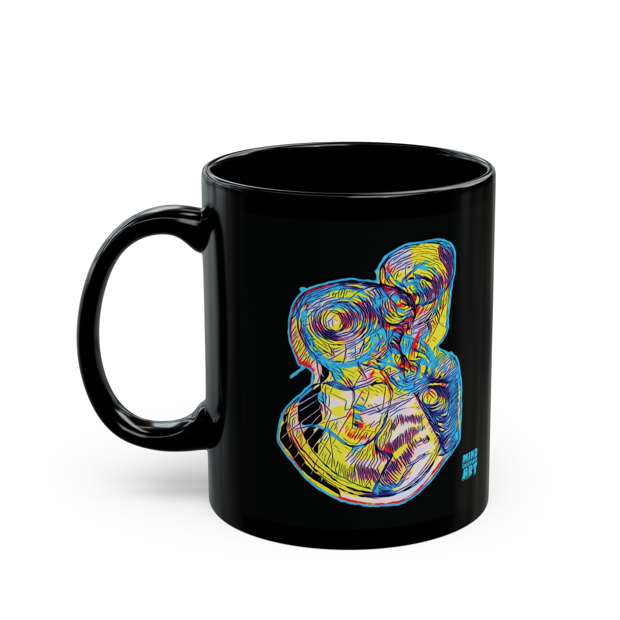 Curiosity (Neon) Black Ceramic Mug (11oz, 15oz)