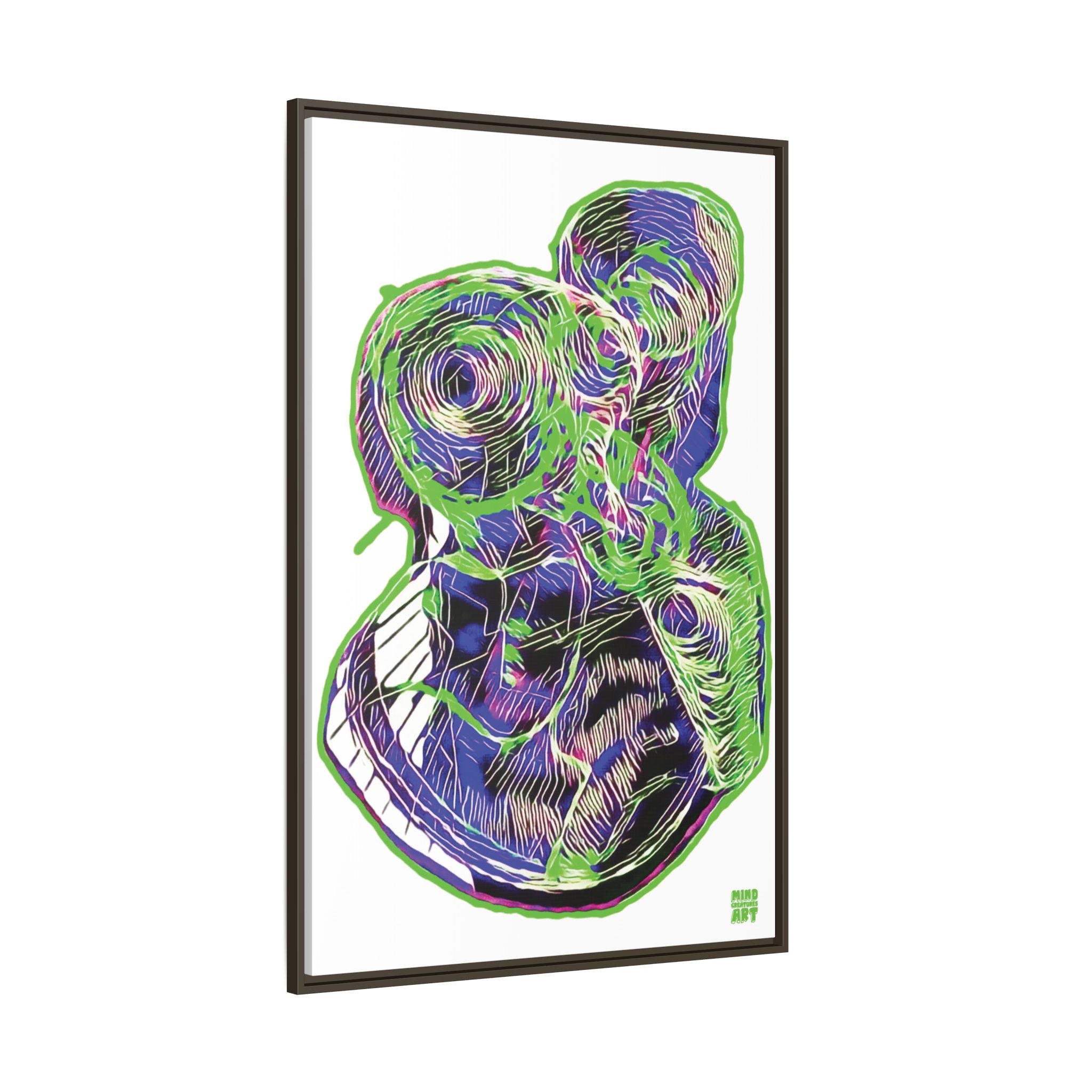 Curiosity (Electric Green, White Background) Matte Canvas, Framed