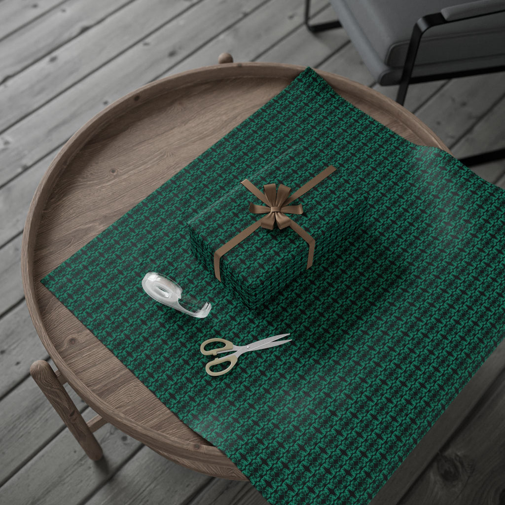 Curiosity (Emerald, Black Background) Heavy Wrapping Paper