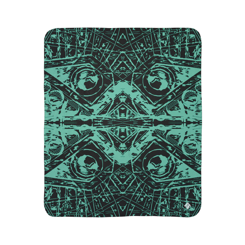Love (Teal, Mirror, Black Background) Fleece Sherpa Blanket