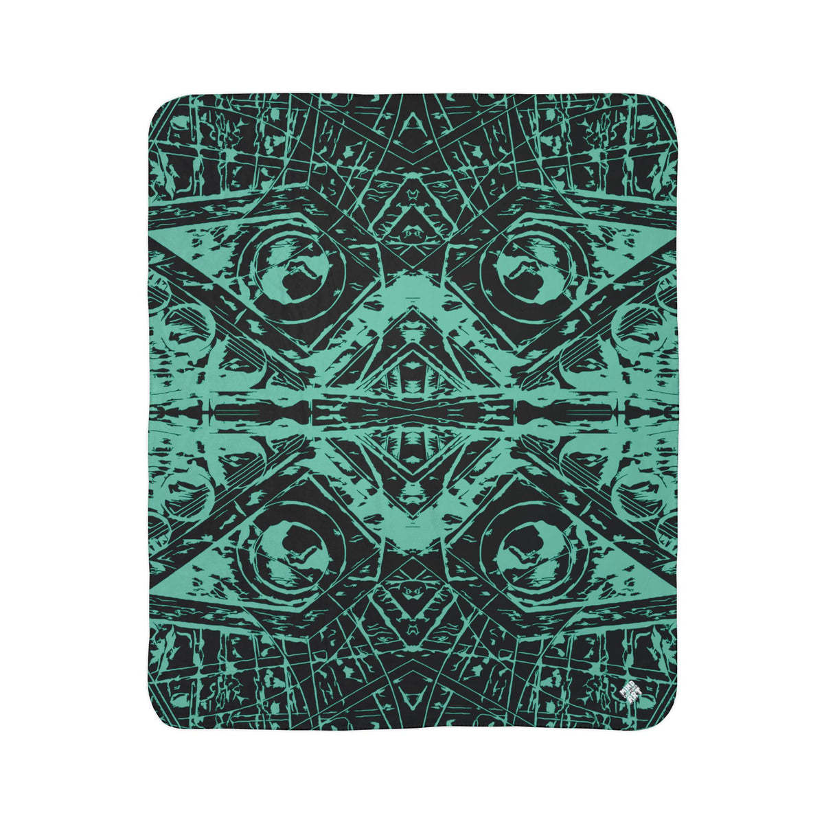 Love (Teal, Mirror, Black Background) Fleece Sherpa Blanket