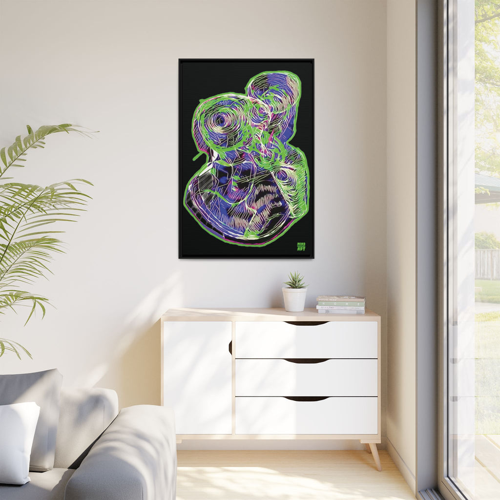 Curiosity (Electric Green, Black Background) Matte Canvas, Framed