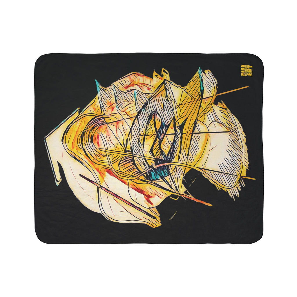 Dive Reflex (Gold, Black Background) Fleece Sherpa Blanket