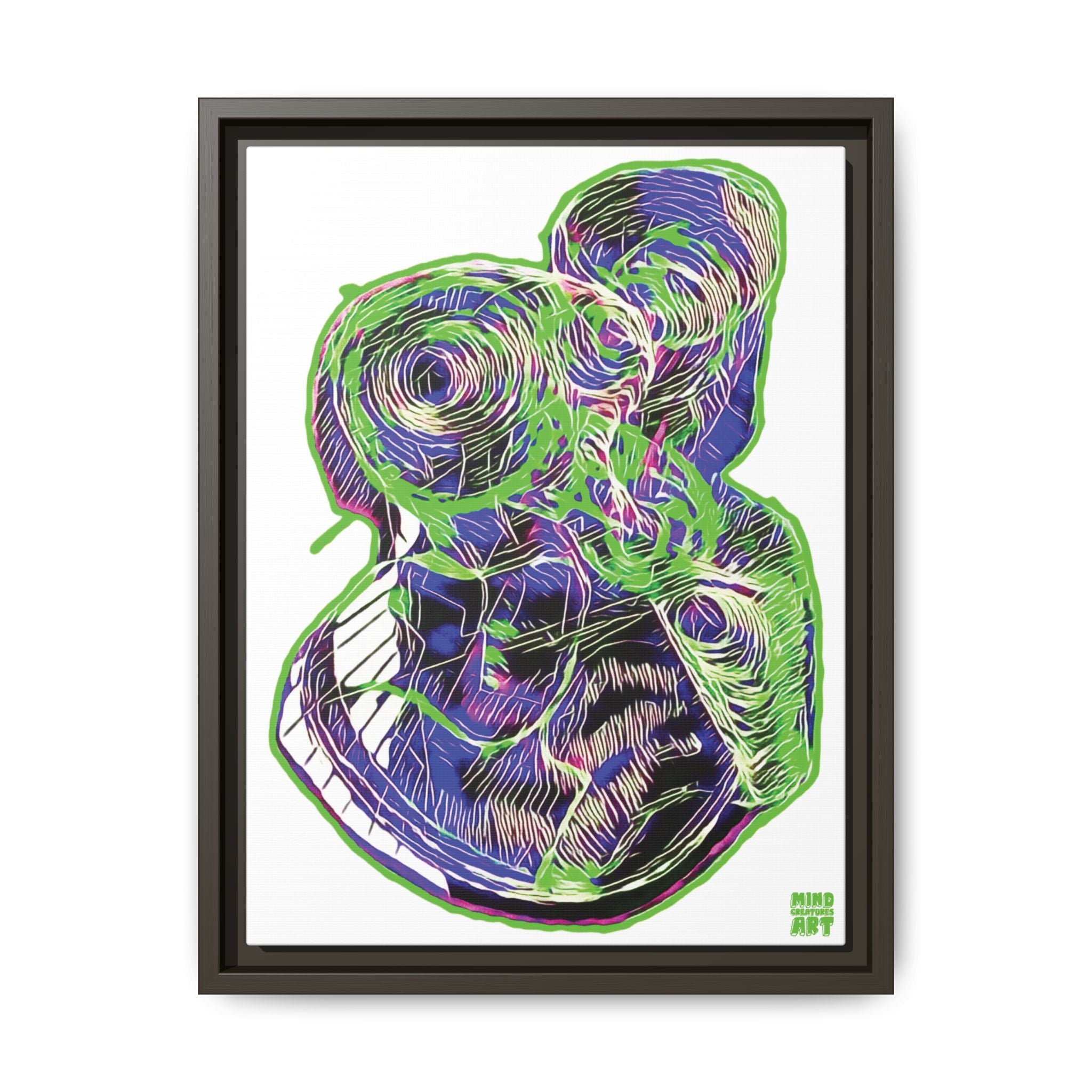Curiosity (Electric Green, White Background) Matte Canvas, Framed