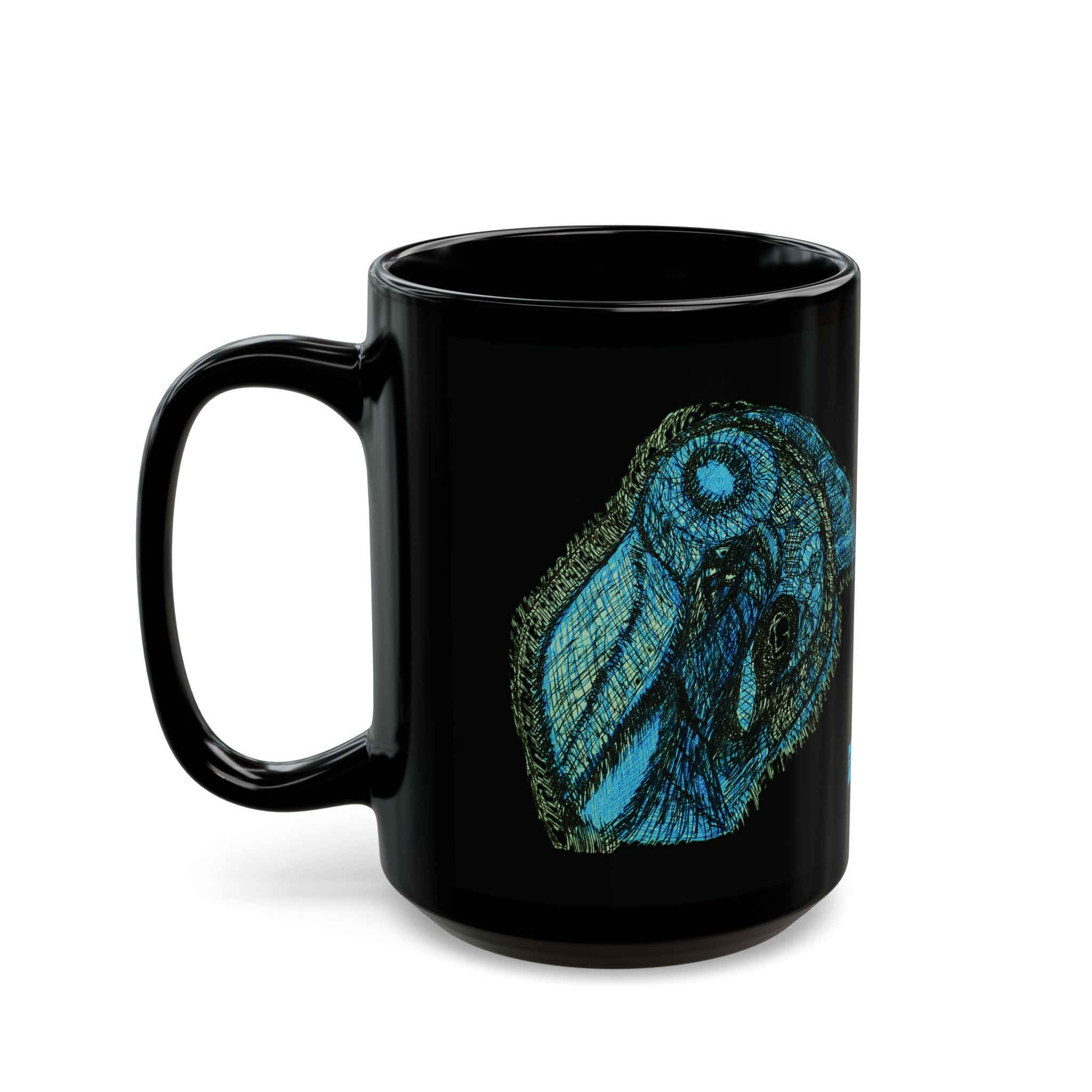 Who Are You? (Teal) Black Ceramic Mug (11oz, 15oz)