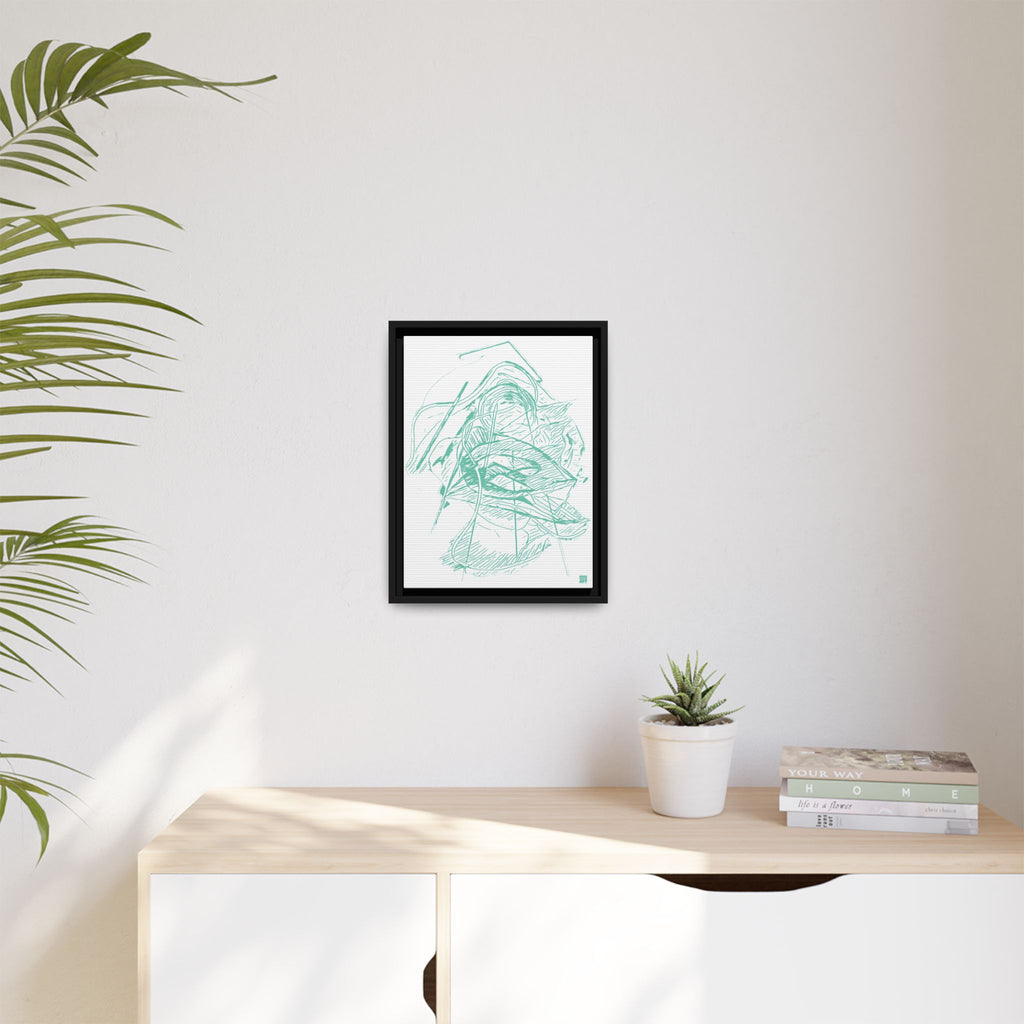 Dive Reflex (Teal, White Background) Matte Canvas, Framed