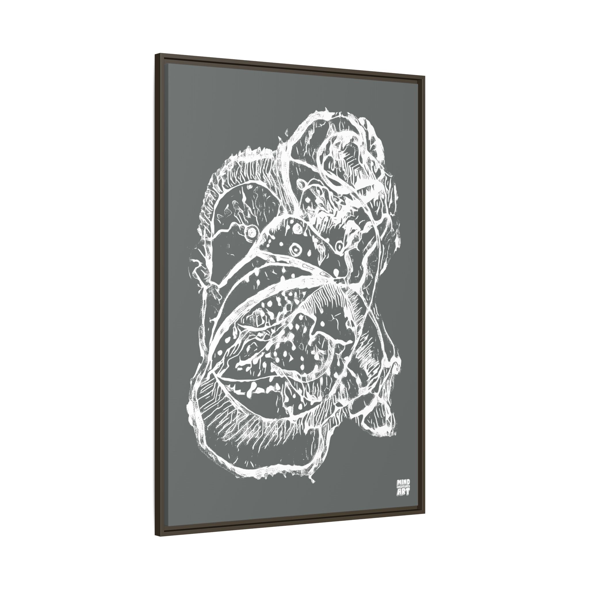 Exploration (White, Dark Gray Background) Matte Canvas, Framed