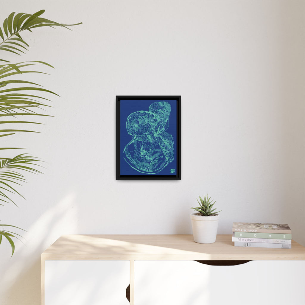 Curiosity (Teal, Dark Blue Background) Matte Canvas, Framed