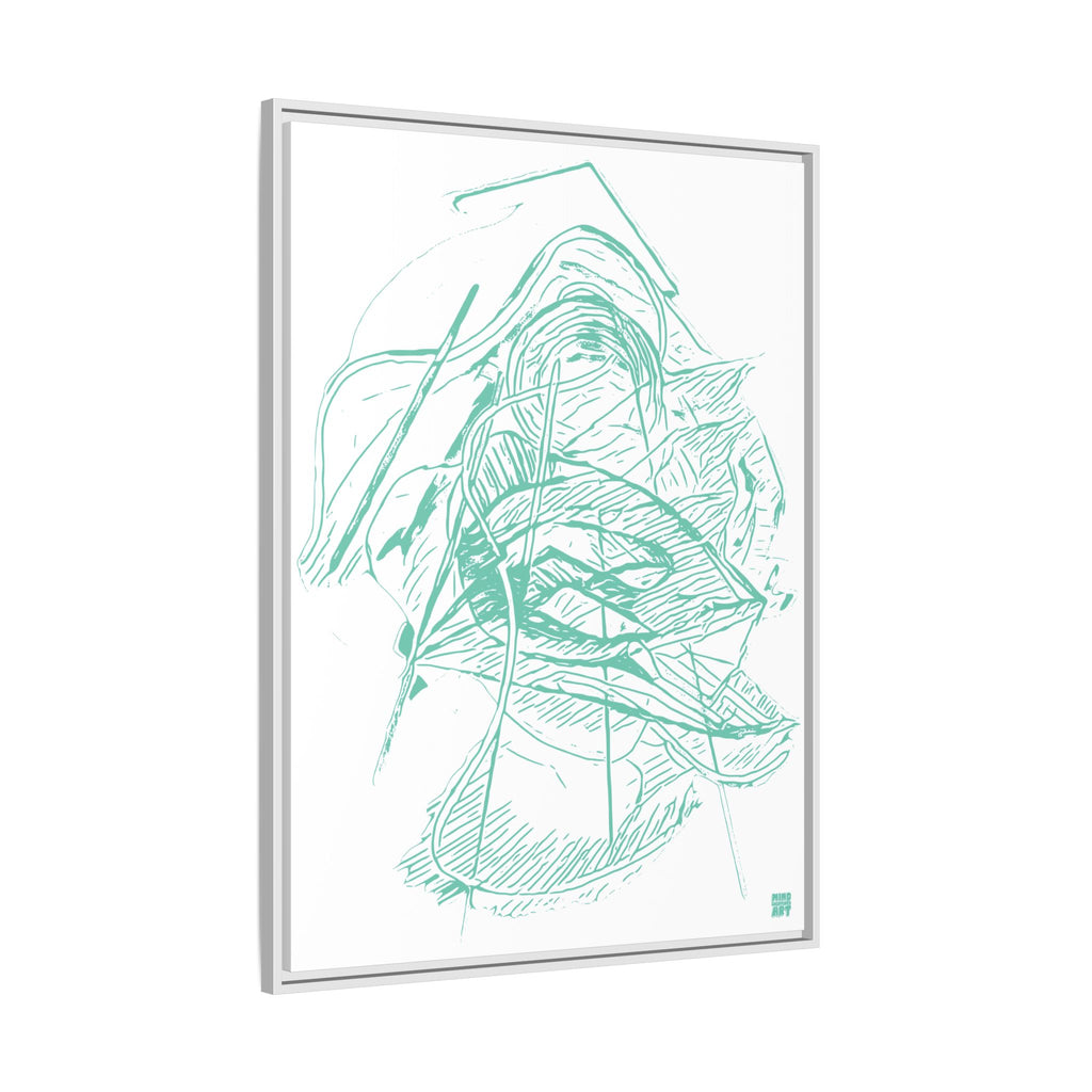 Dive Reflex (Teal, White Background) Matte Canvas, Framed