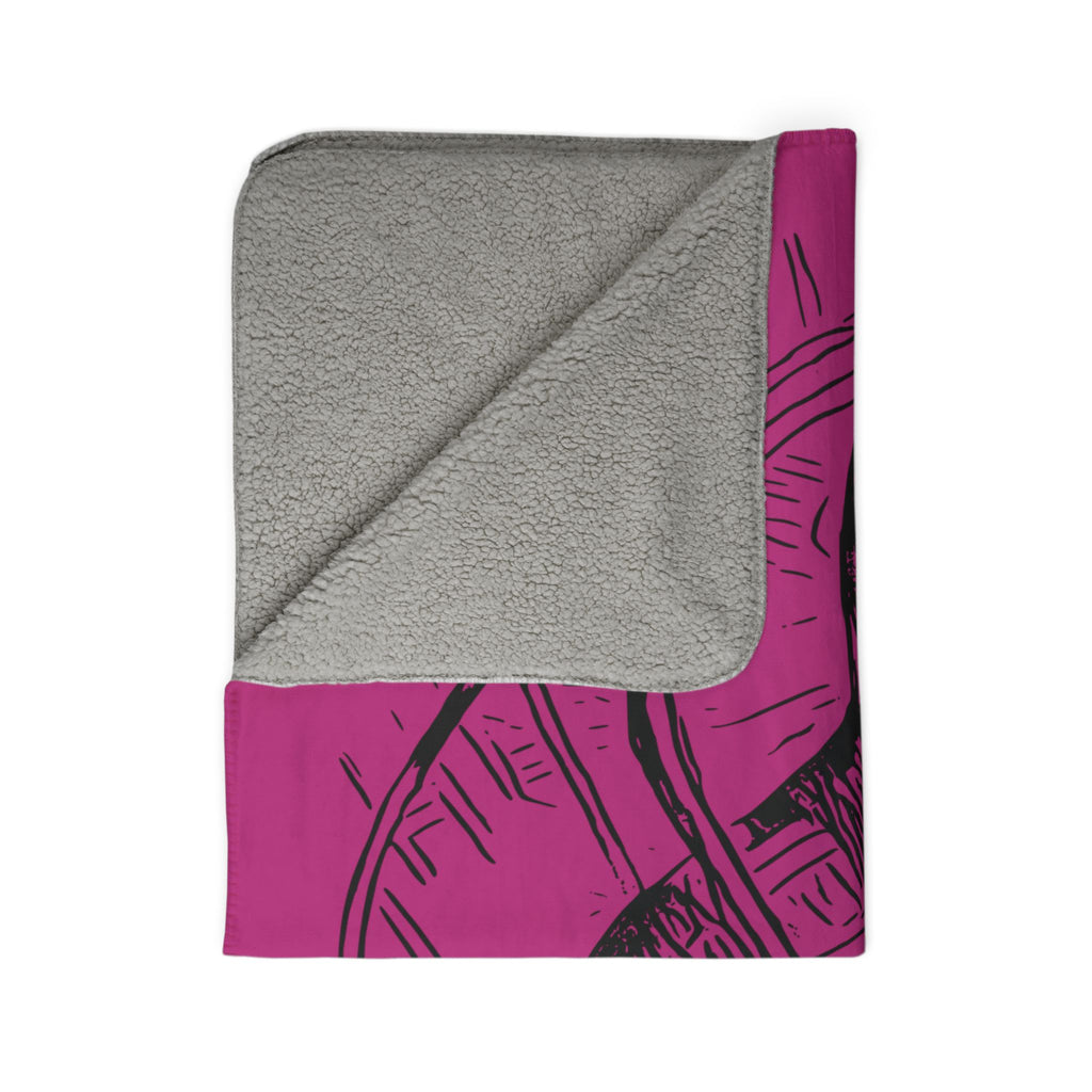 Jelly Jam (Black, Pink Background) Fleece Sherpa Blanket