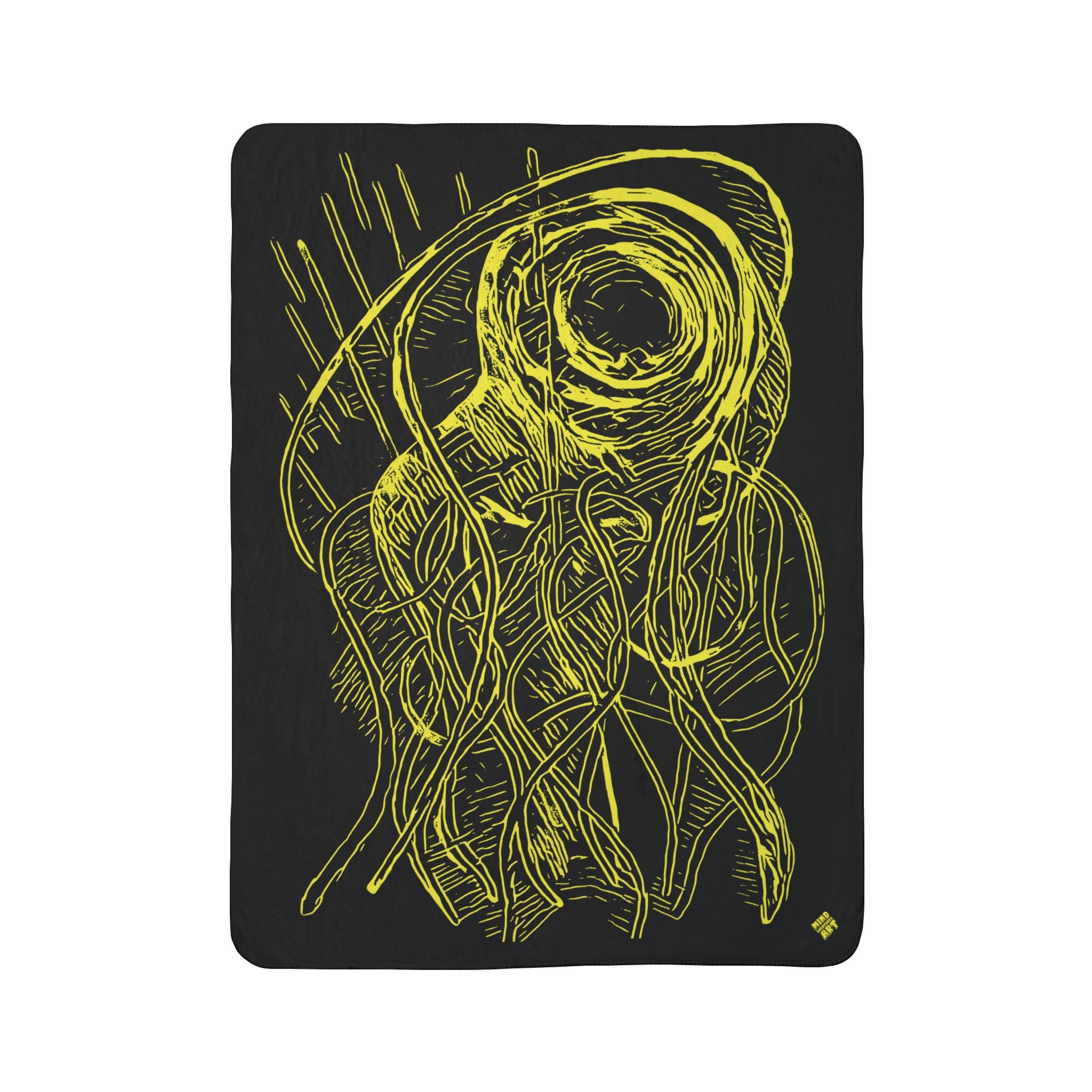 Jelly Jam (Yellow, Black Background) Fleece Sherpa Blanket
