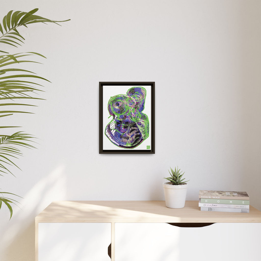 Curiosity (Electric Green, White Background) Matte Canvas, Framed