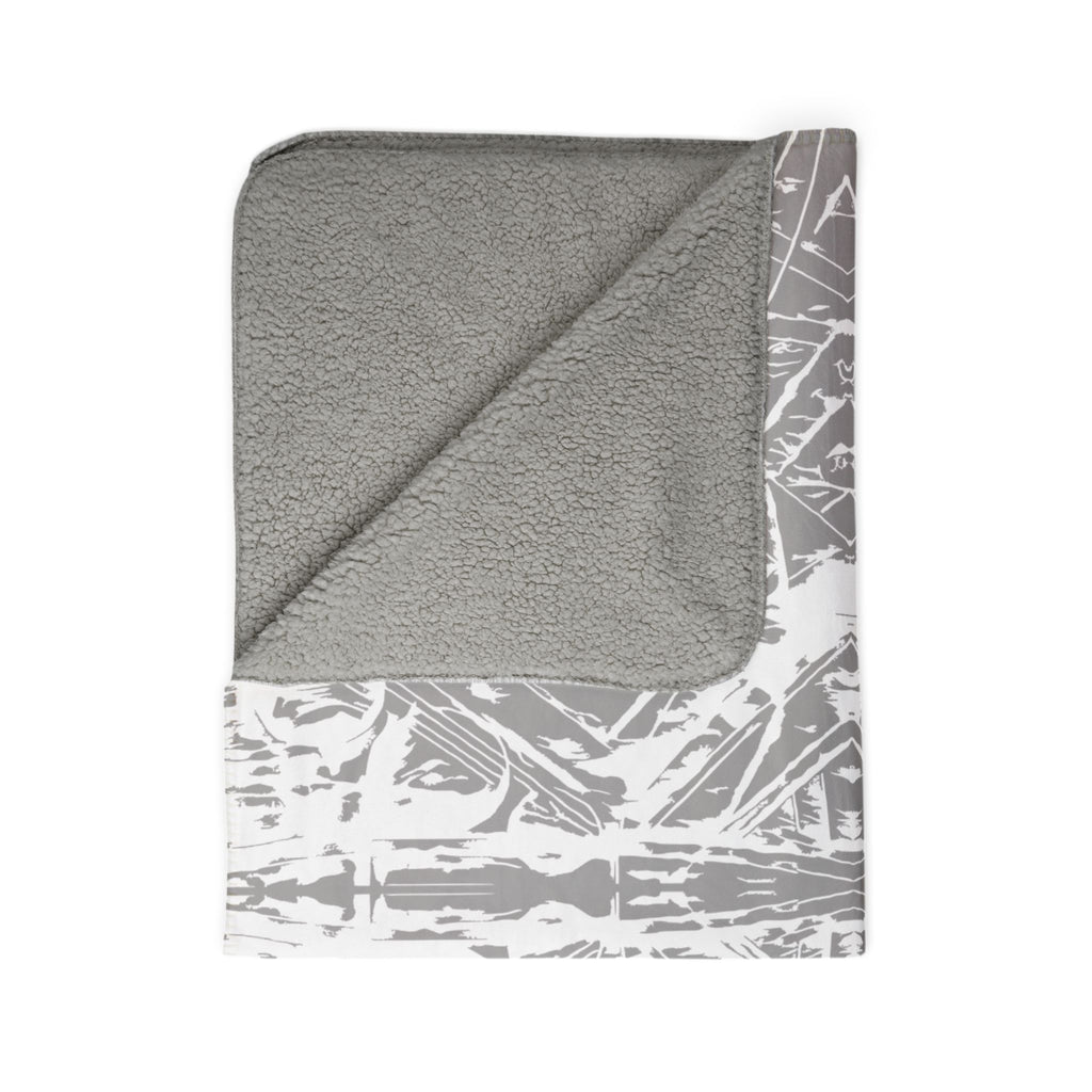 Love (White, Mirror, Gray Background) Fleece Sherpa Blanket