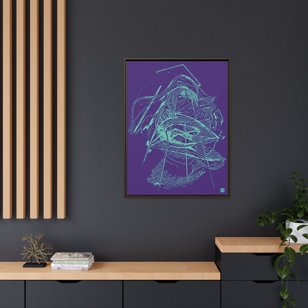 Dive Reflex (Teal, Purple Background) Matte Canvas, Framed
