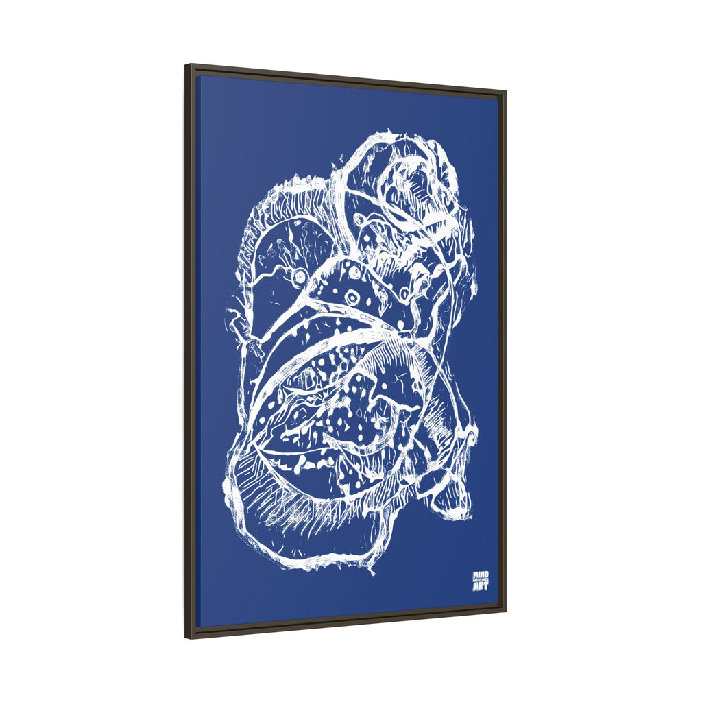 Exploration (White, Dark Blue Background) Matte Canvas, Framed