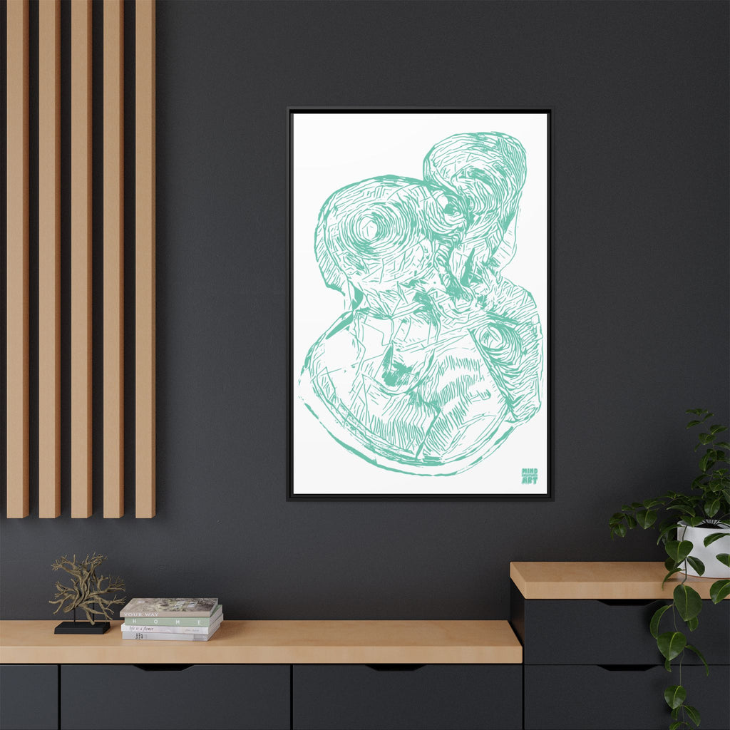 Curiosity (Teal, White Background) Matte Canvas, Framed