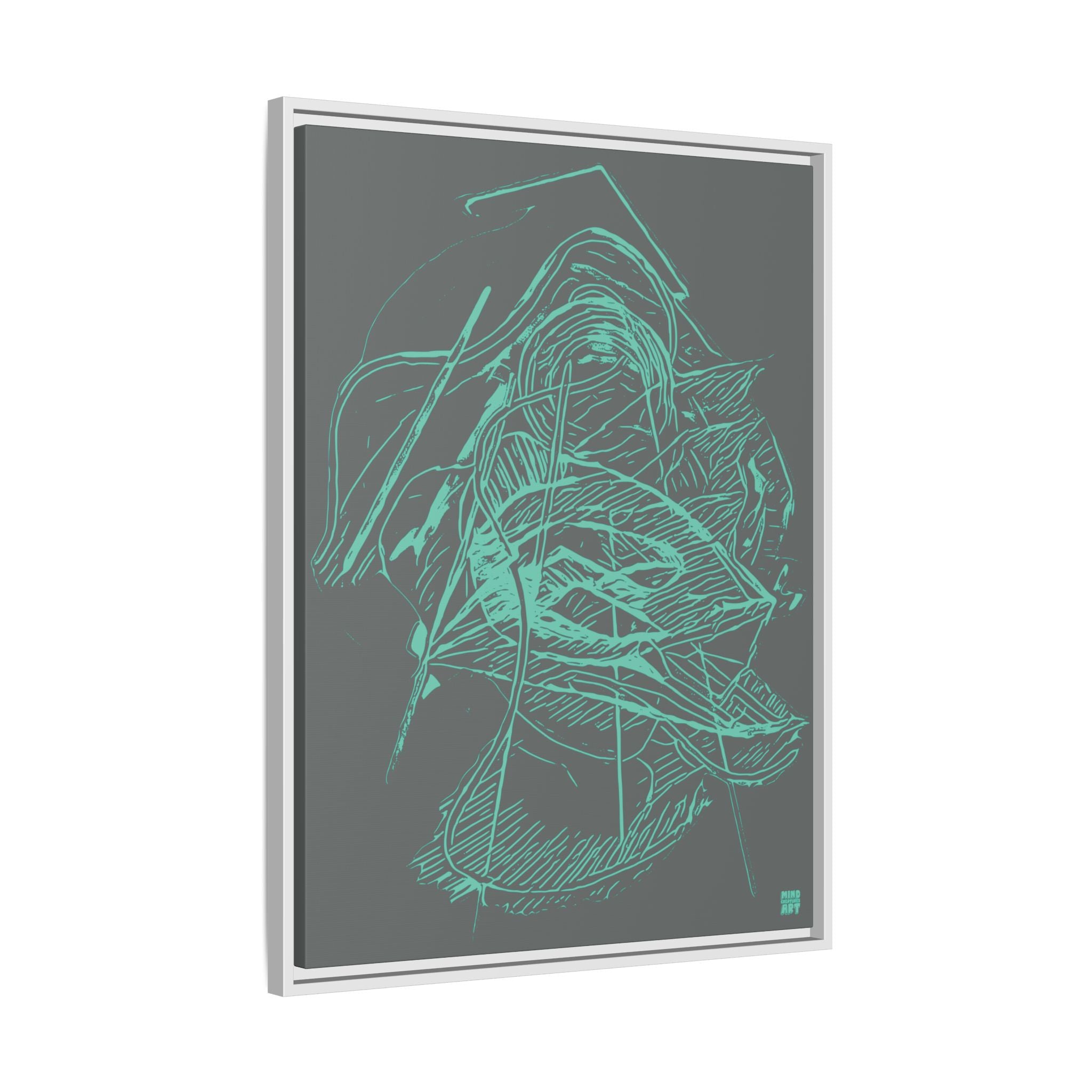 Dive Reflex (Teal, Dark Gray Background) Matte Canvas, Framed