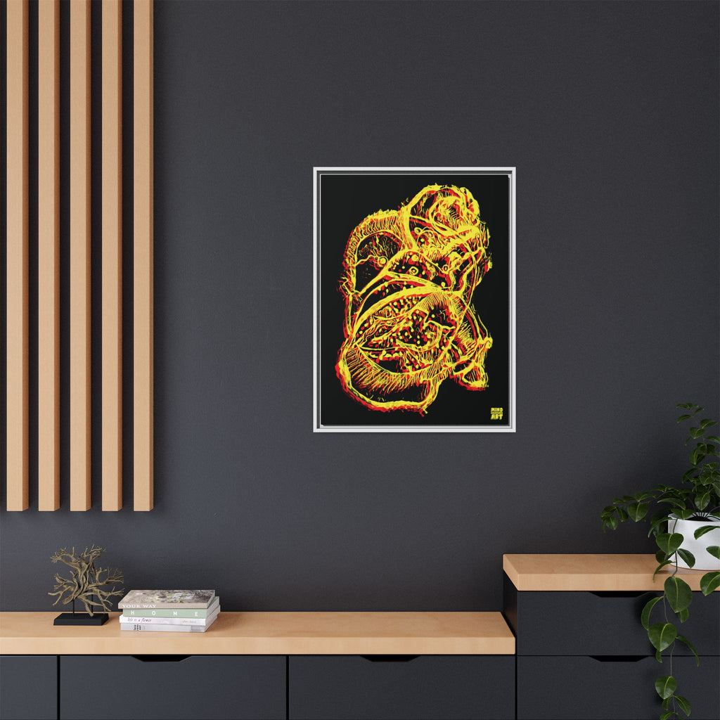 Exploration (Blur, Red & Yellow, Black Background) Matte Canvas, Framed