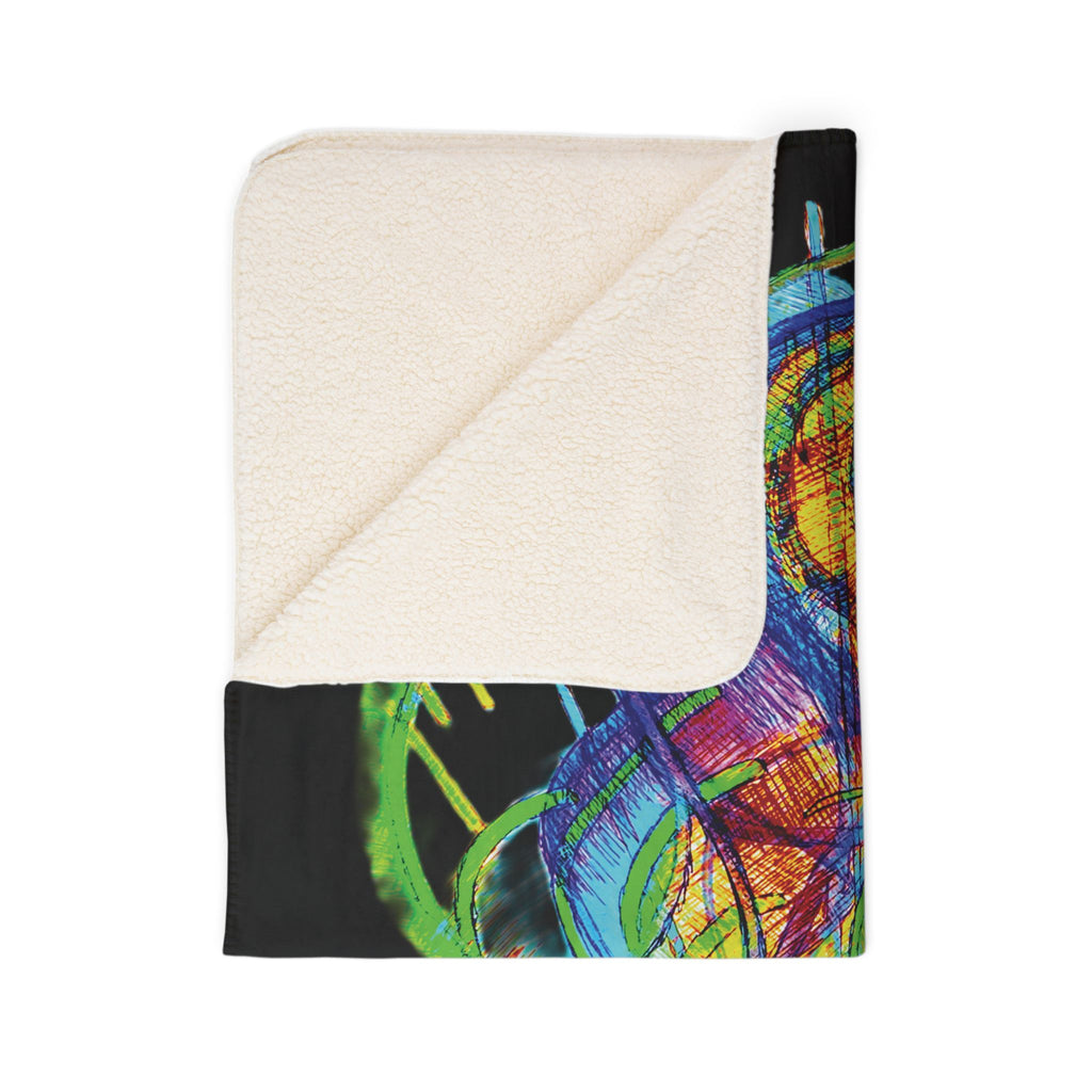 Jelly Jam (Black Background) Fleece Sherpa Blanket