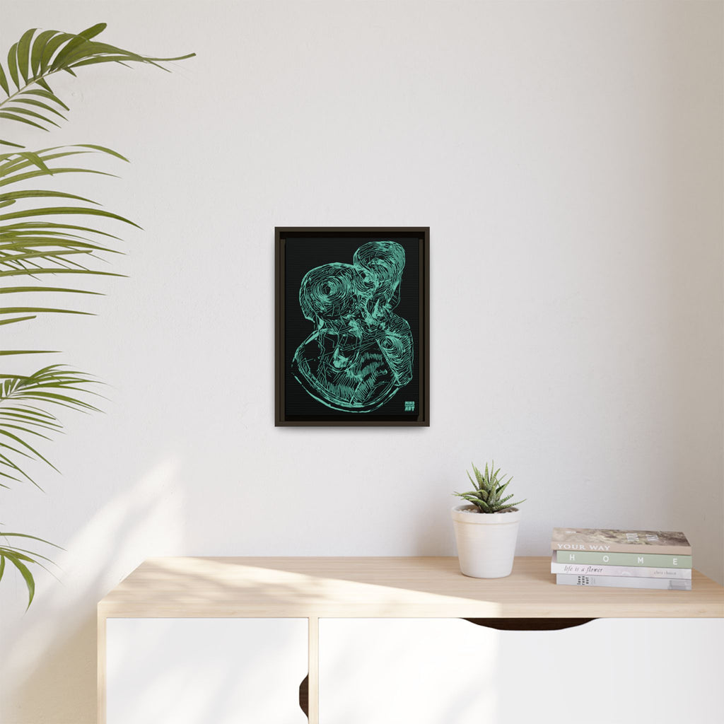 Curiosity (Teal, Black Background) Matte Canvas, Framed