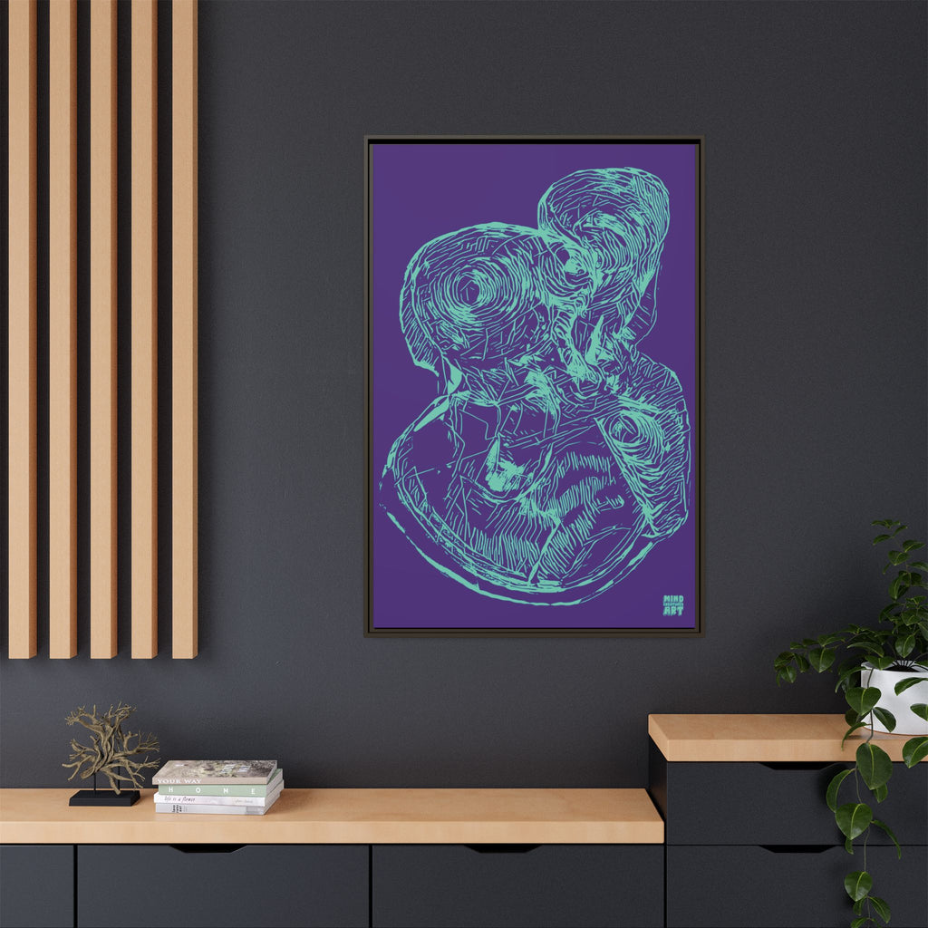 Curiosity (Teal, Purple Background) Matte Canvas, Framed