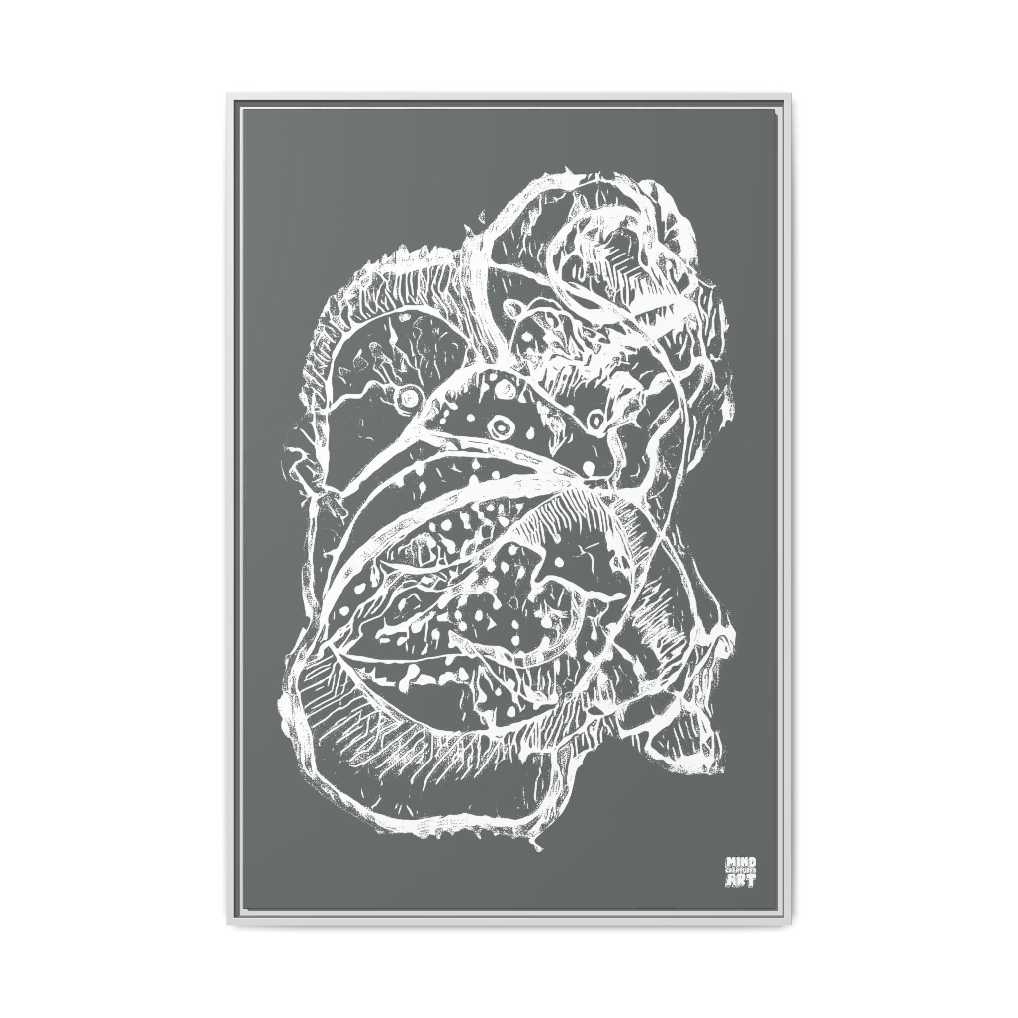 Exploration (White, Dark Gray Background) Matte Canvas, Framed