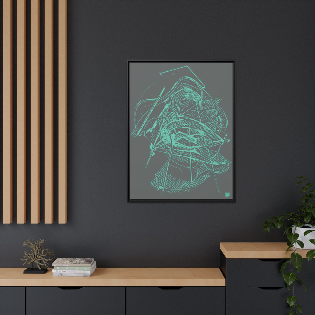 Dive Reflex (Teal, Dark Gray Background) Matte Canvas, Framed