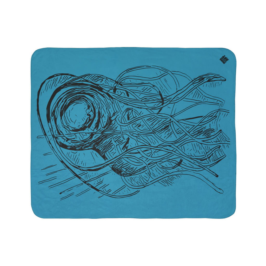 Jelly Jam (Black, Turquoise Background) Fleece Sherpa Blanket