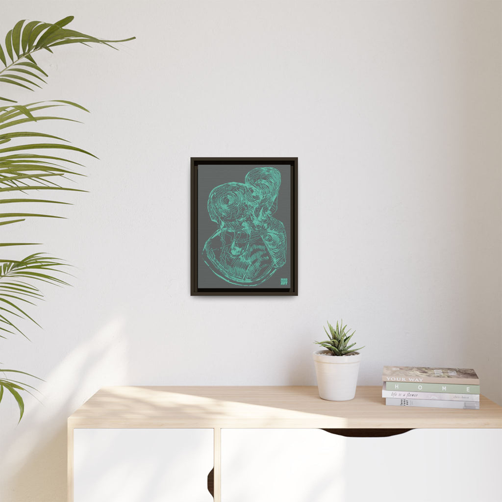 Curiosity (Teal, Dark Gray Background) Matte Canvas, Framed