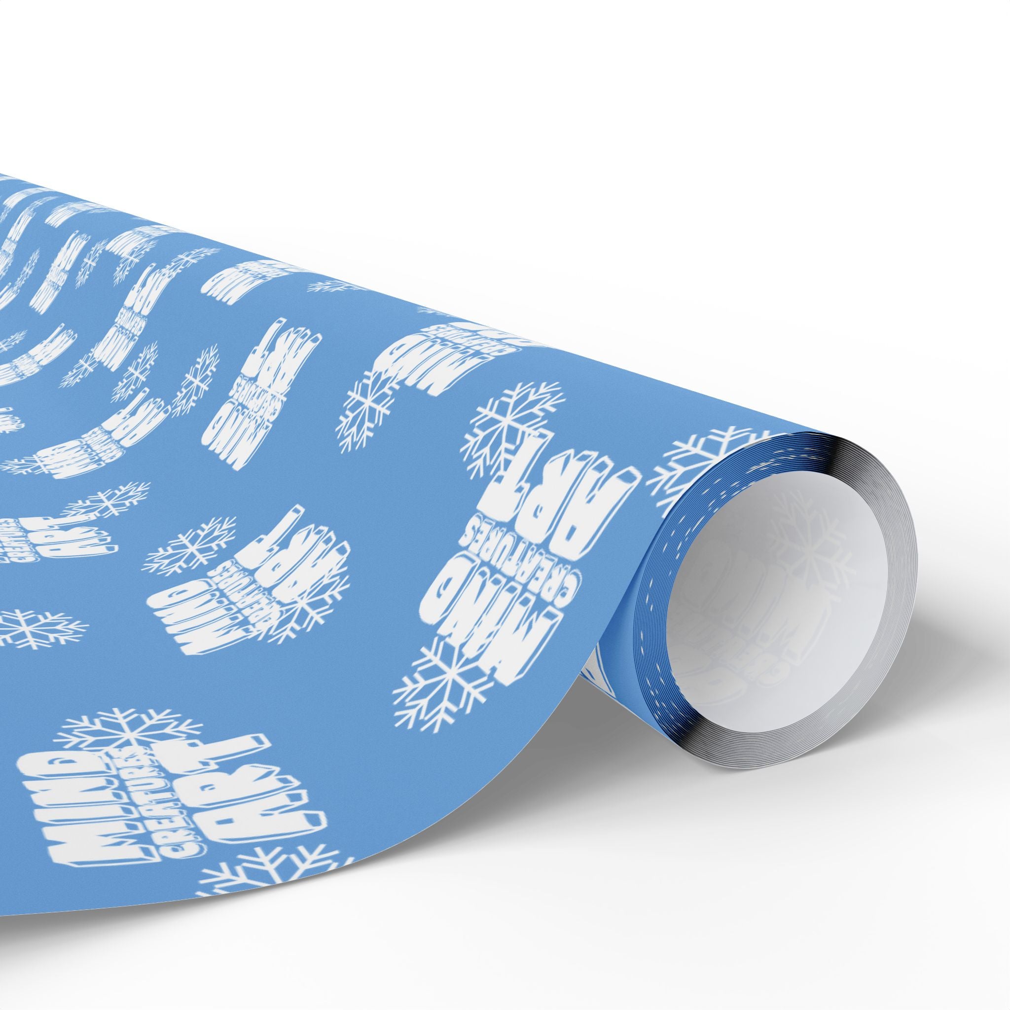 MCA Logo & Snowflake (White, Light Blue Background) Heavy Wrapping Paper
