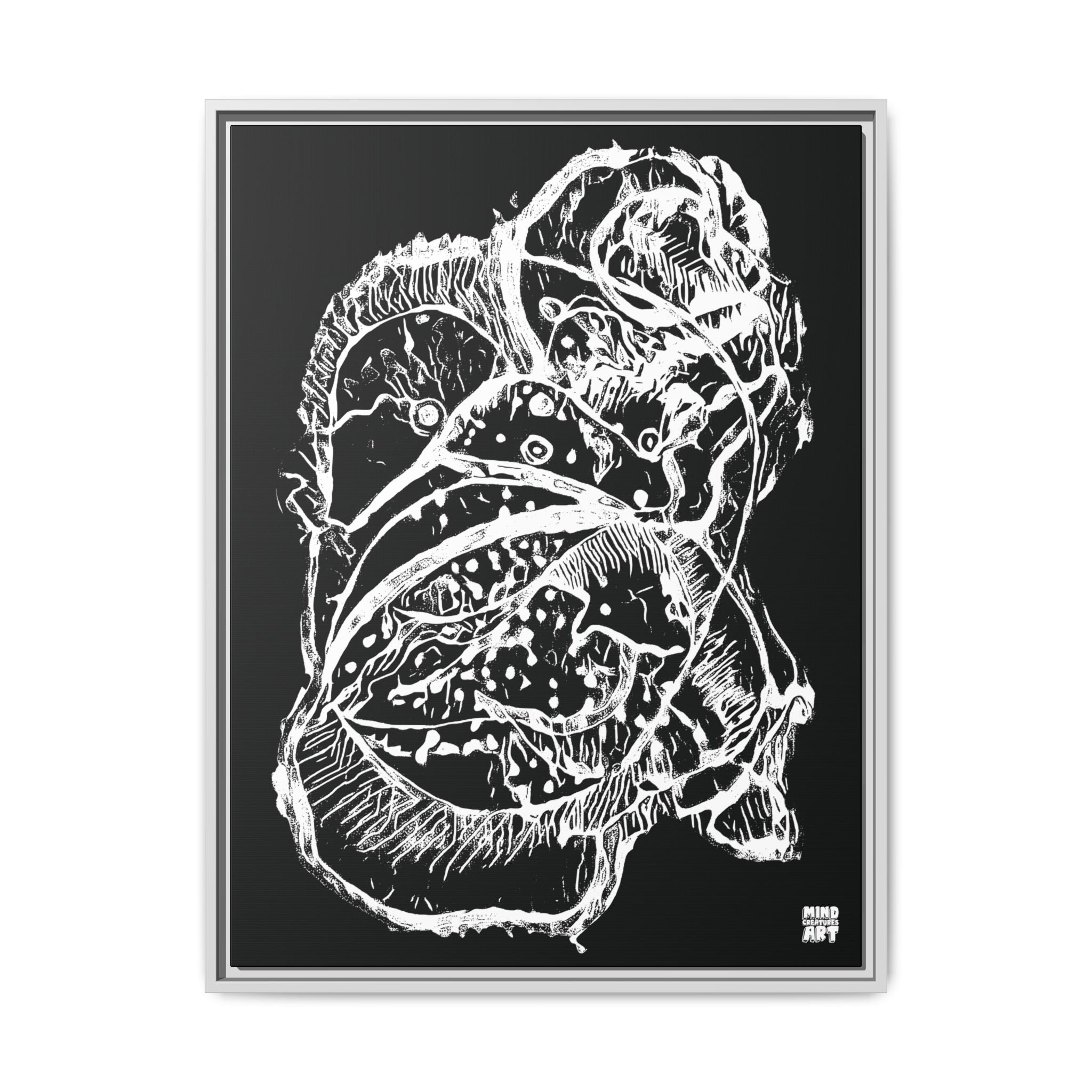 Exploration (White, Black Background) Matte Canvas, Framed