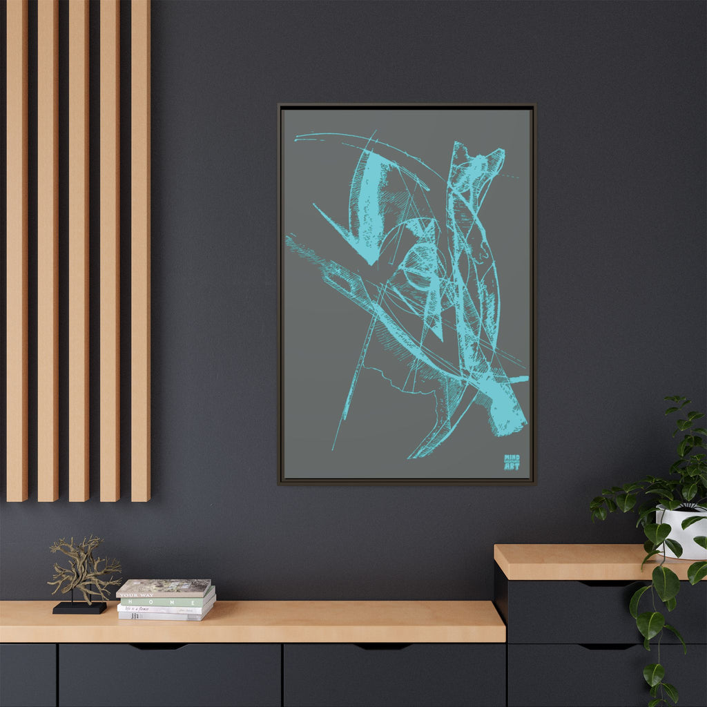 Watching (Aqua, Dark Gray Background) Matte Canvas, Framed