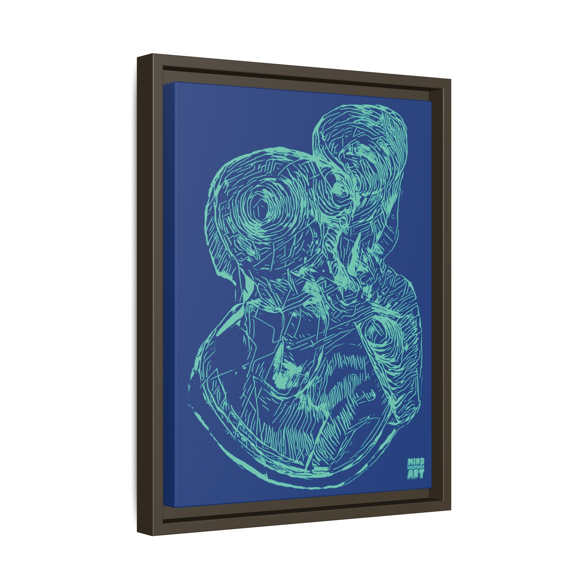 Curiosity (Teal, Dark Blue Background) Matte Canvas, Framed