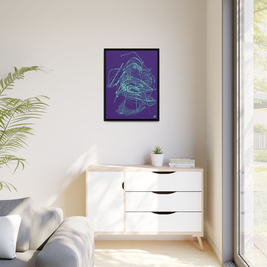 Dive Reflex (Teal, Purple Background) Matte Canvas, Framed