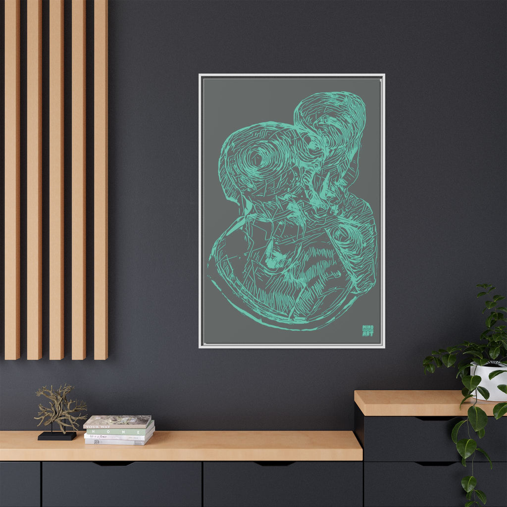 Curiosity (Teal, Dark Gray Background) Matte Canvas, Framed