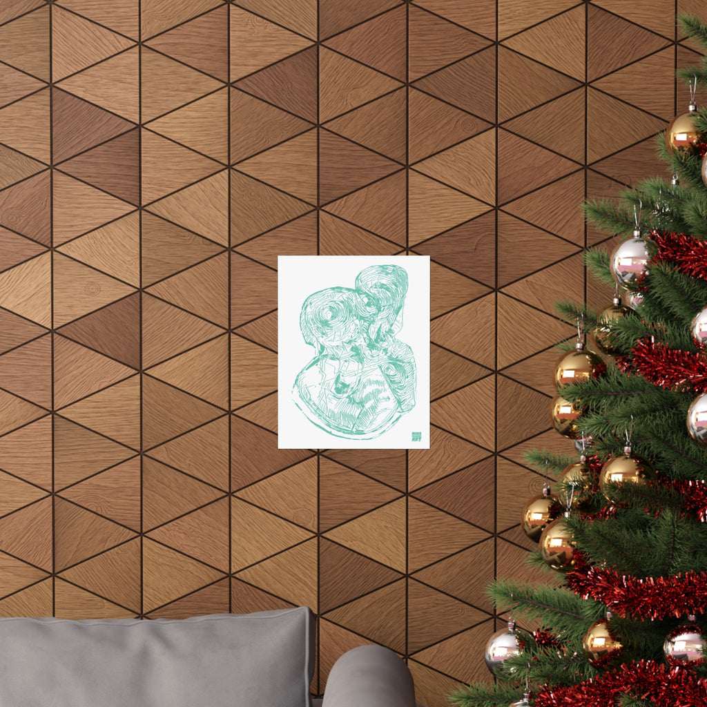 Curiosity (Teal, White Background) Matte Poster
