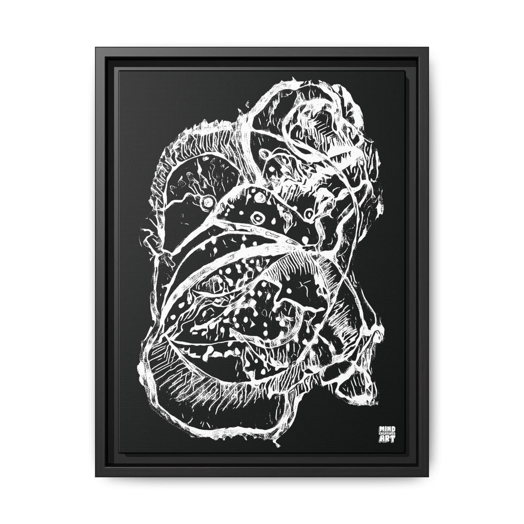 Exploration (White, Black Background) Matte Canvas, Framed