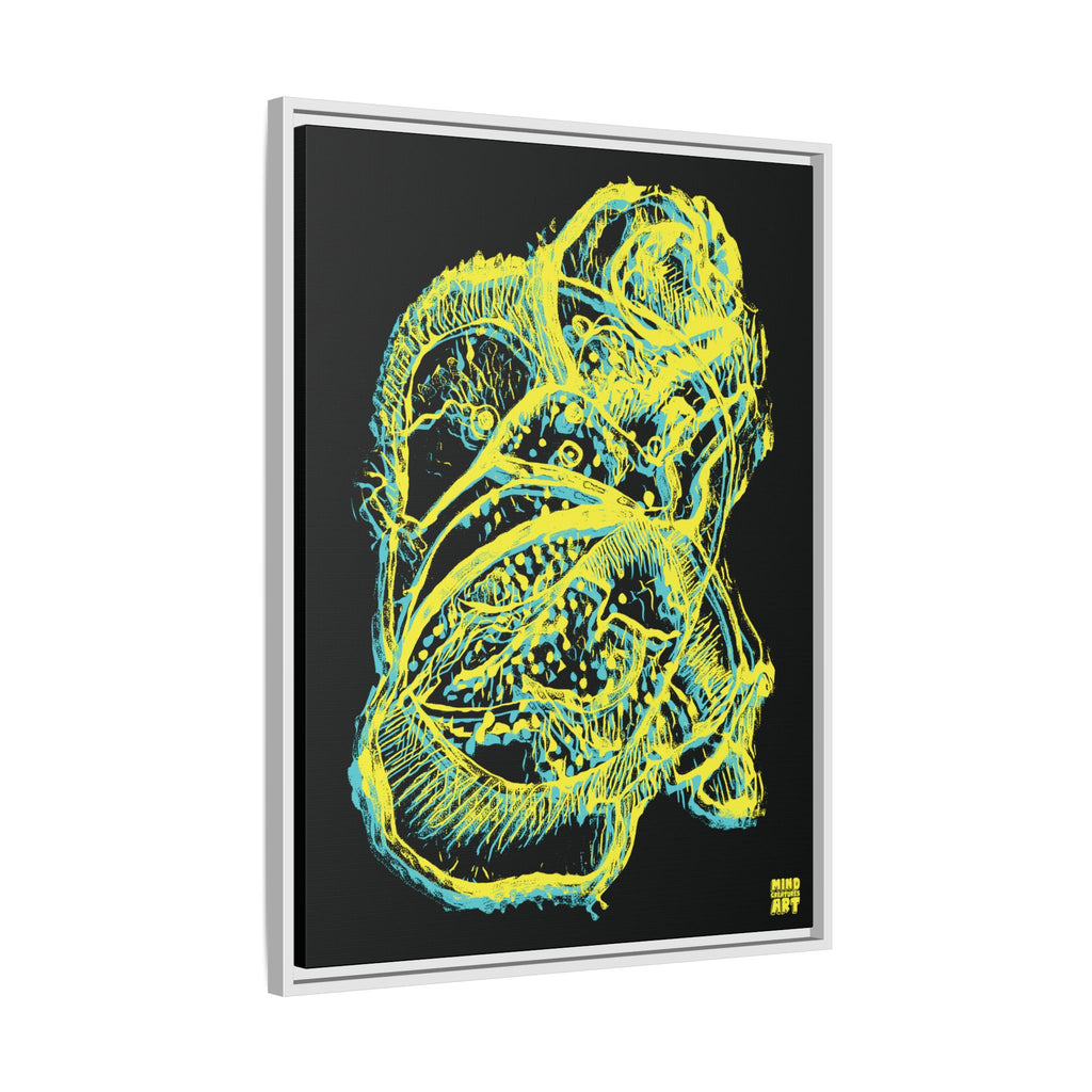 Exploration (Blur, Blue & Yellow, Black Background) Matte Canvas, Framed