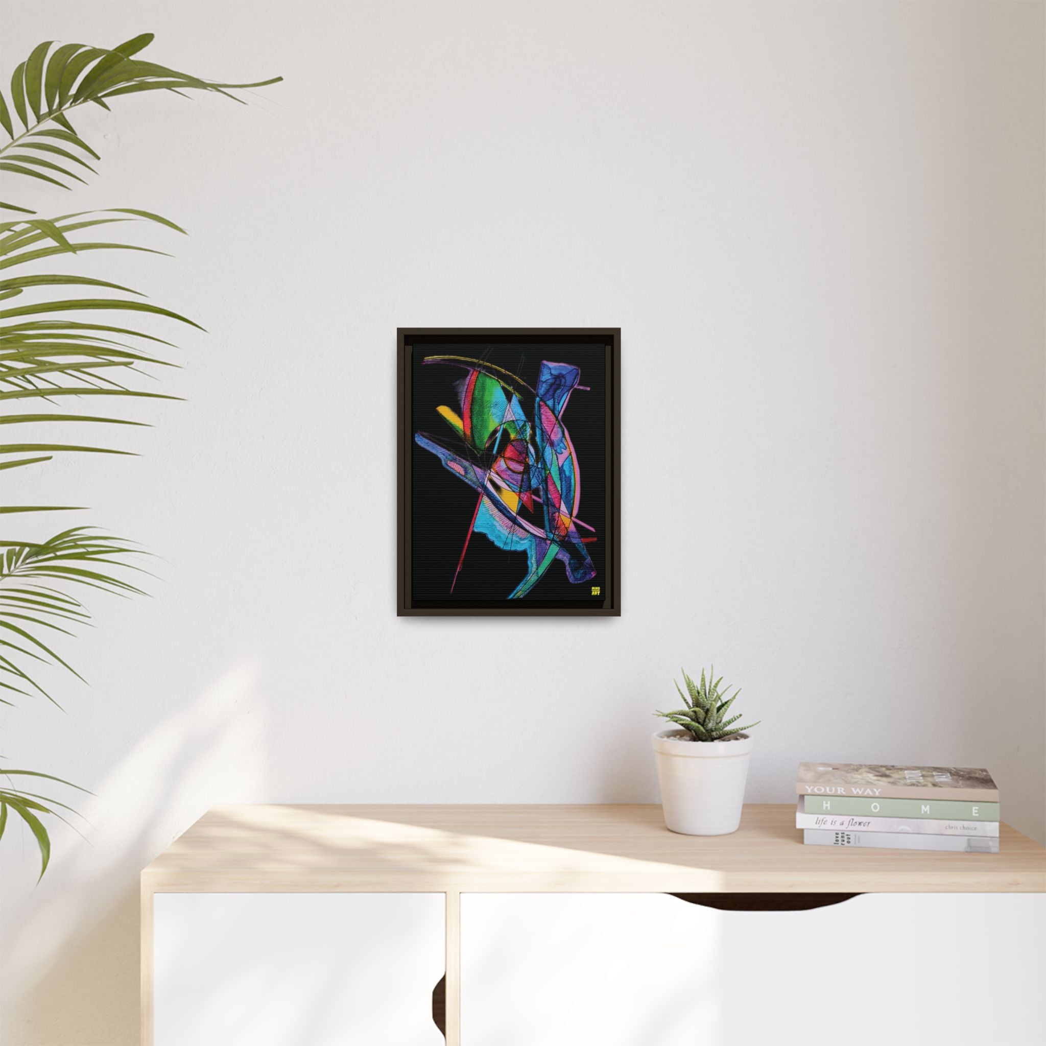 Watching (Black Background) Matte Canvas, Framed