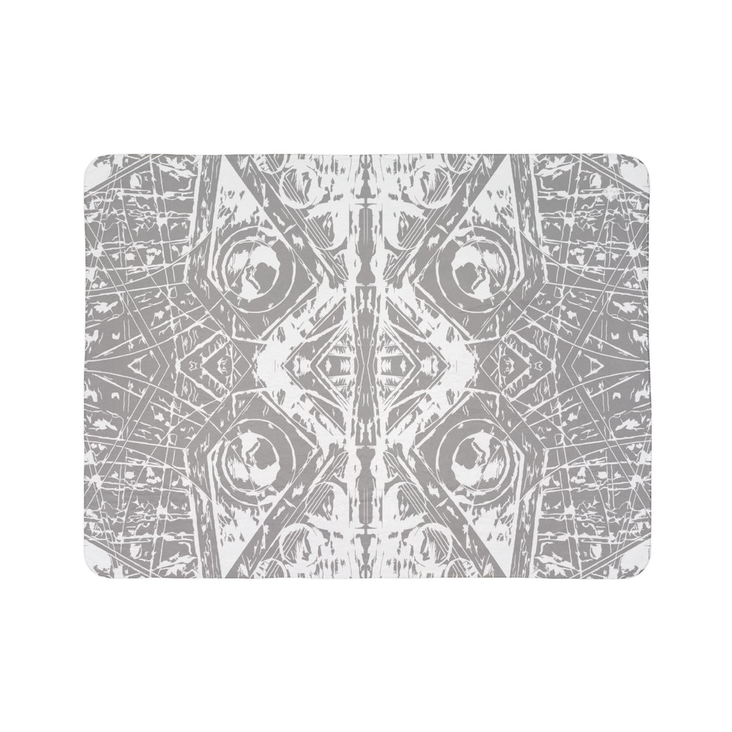 Love (White, Mirror, Gray Background) Fleece Sherpa Blanket