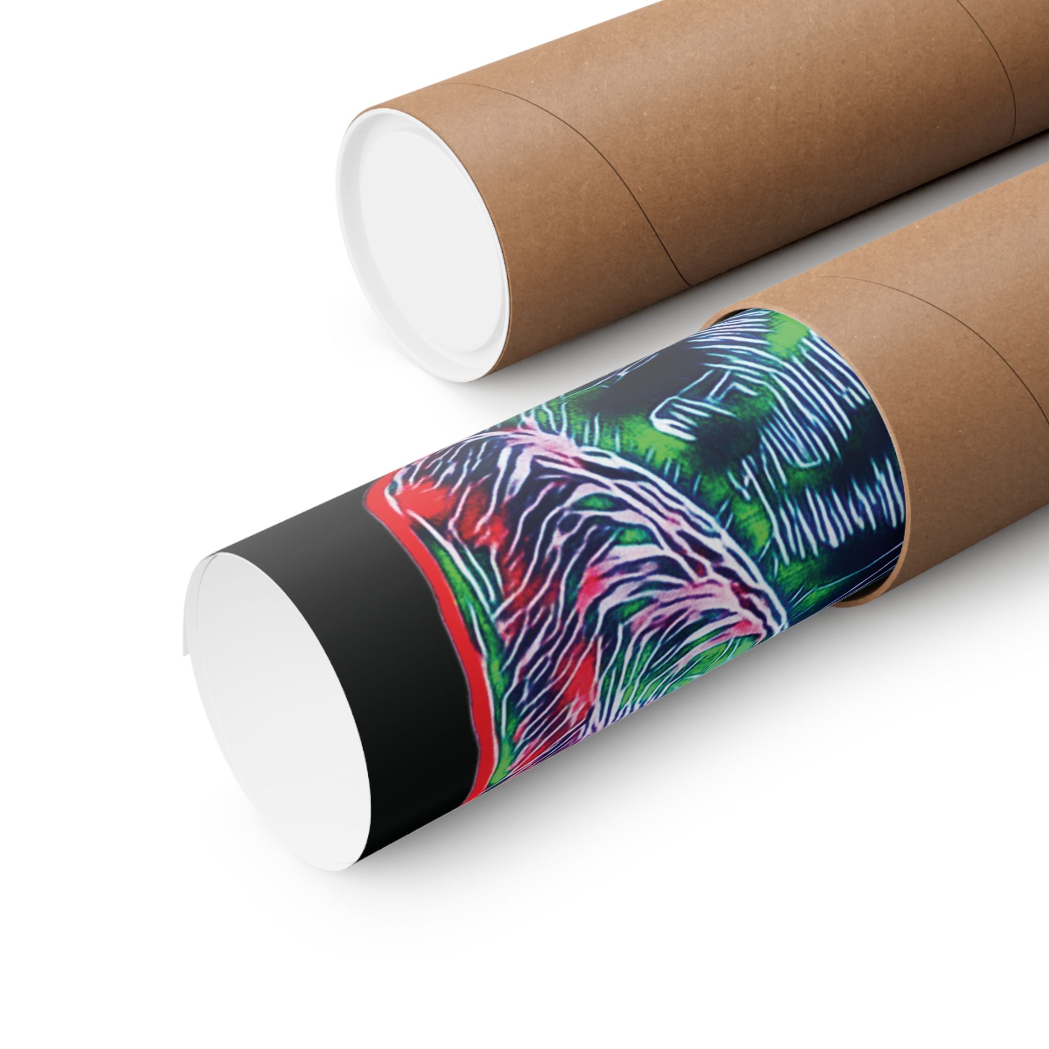 Curiosity (Red & Green, Black Background) Matte Poster