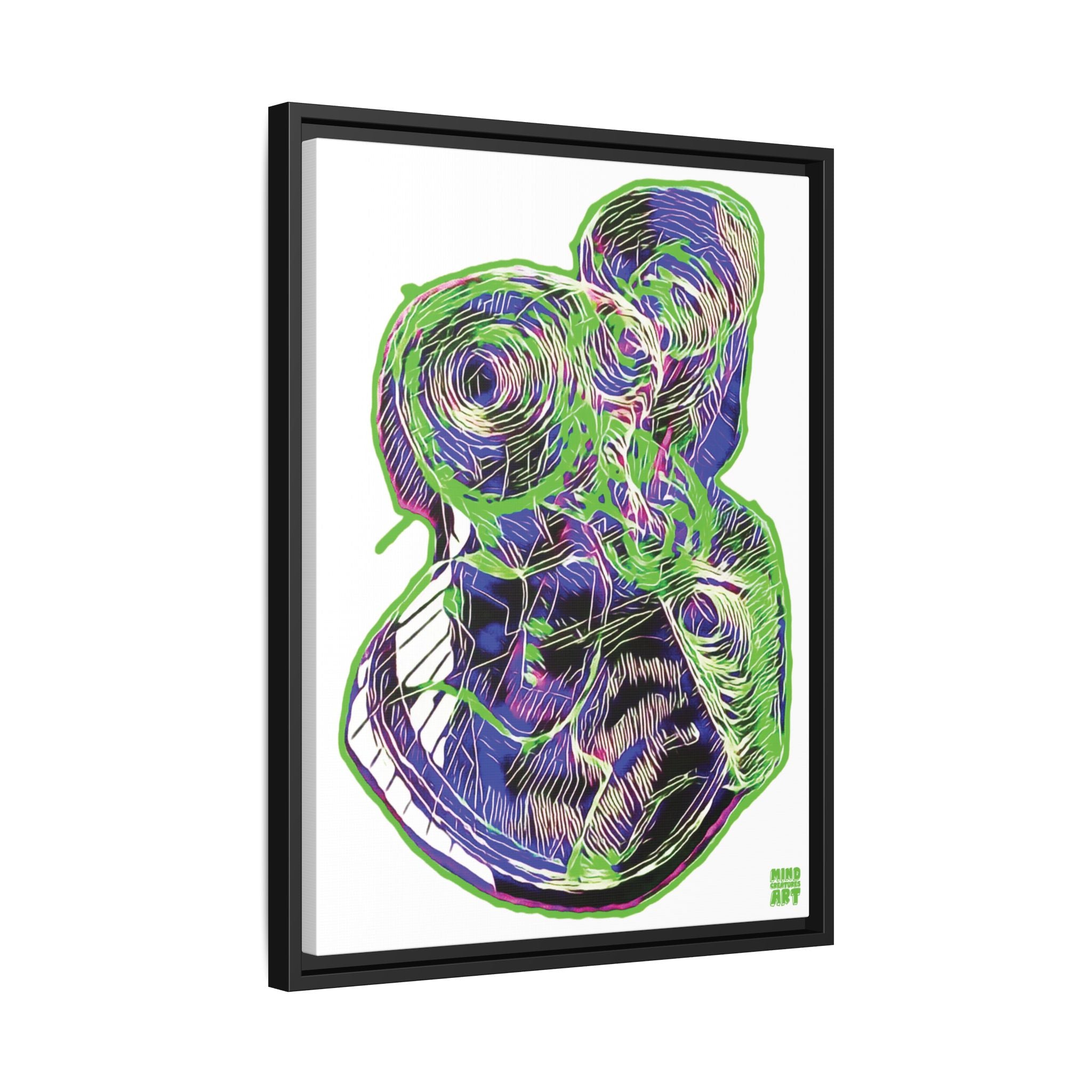 Curiosity (Electric Green, White Background) Matte Canvas, Framed
