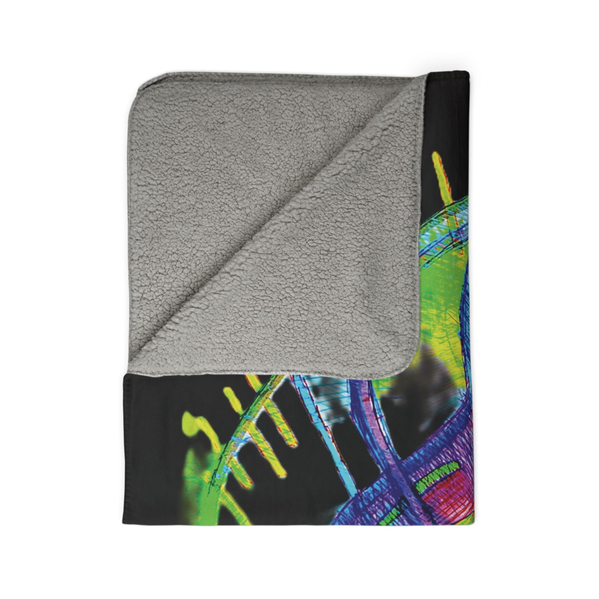 Jelly Jam (Black Background) Fleece Sherpa Blanket