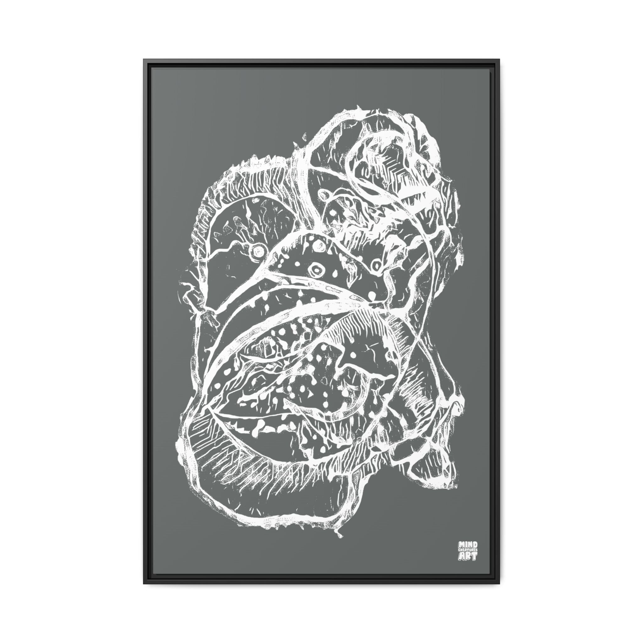 Exploration (White, Dark Gray Background) Matte Canvas, Framed