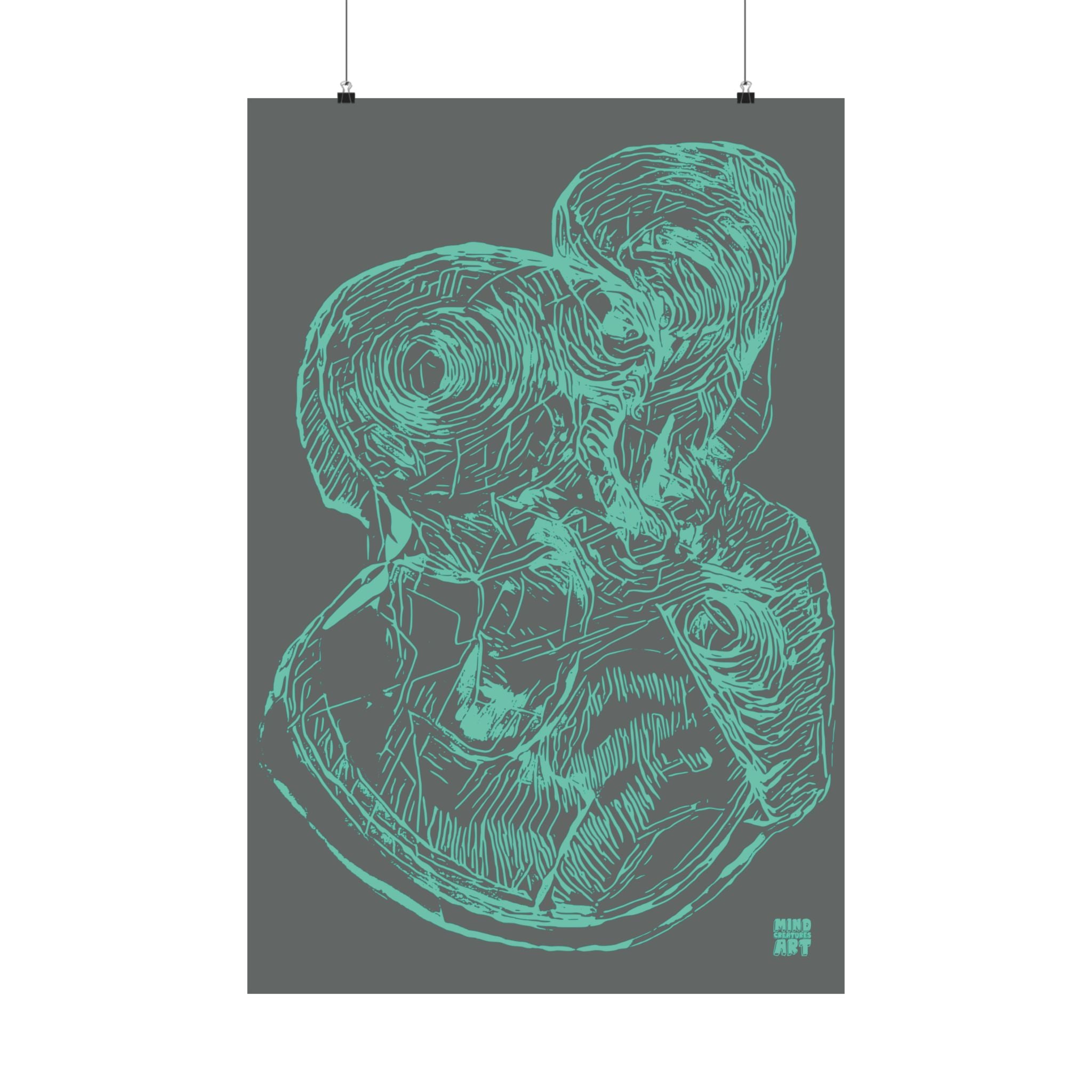 Curiosity (Teal, Dark Gray Background) Matte Poster