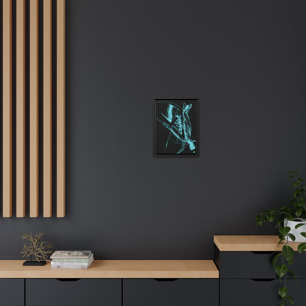 Watching (Aqua, Black Background) Matte Canvas, Framed