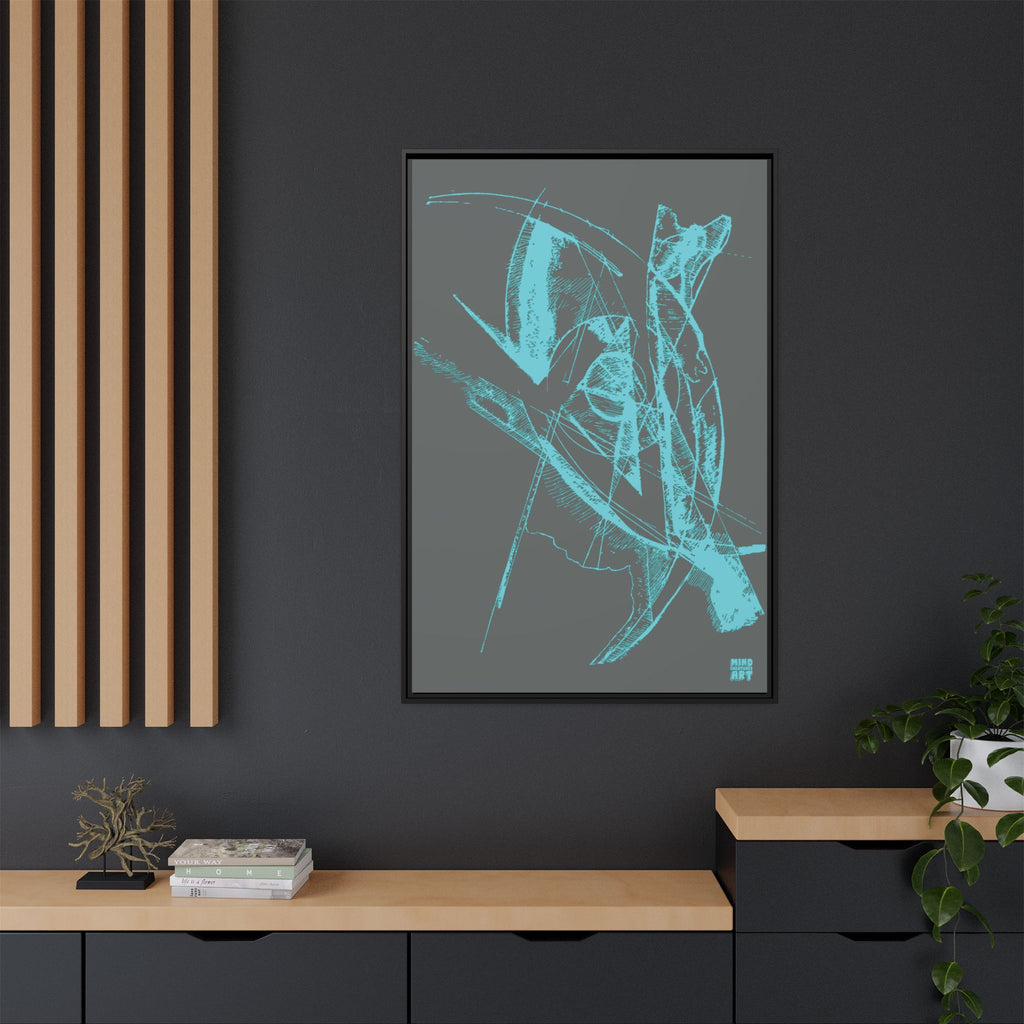 Watching (Aqua, Dark Gray Background) Matte Canvas, Framed