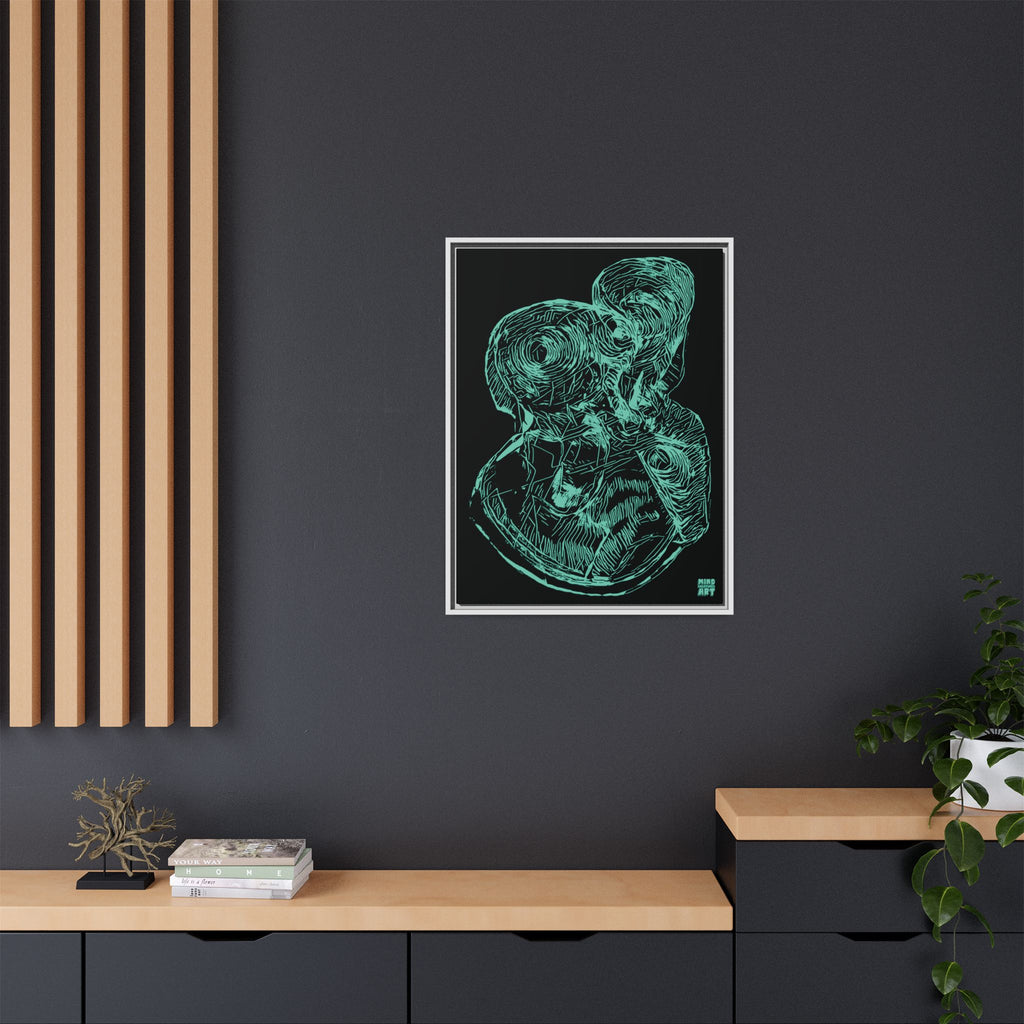 Curiosity (Teal, Black Background) Matte Canvas, Framed