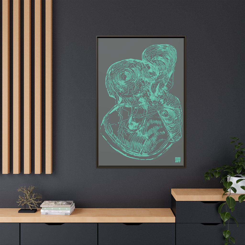Curiosity (Teal, Dark Gray Background) Matte Canvas, Framed